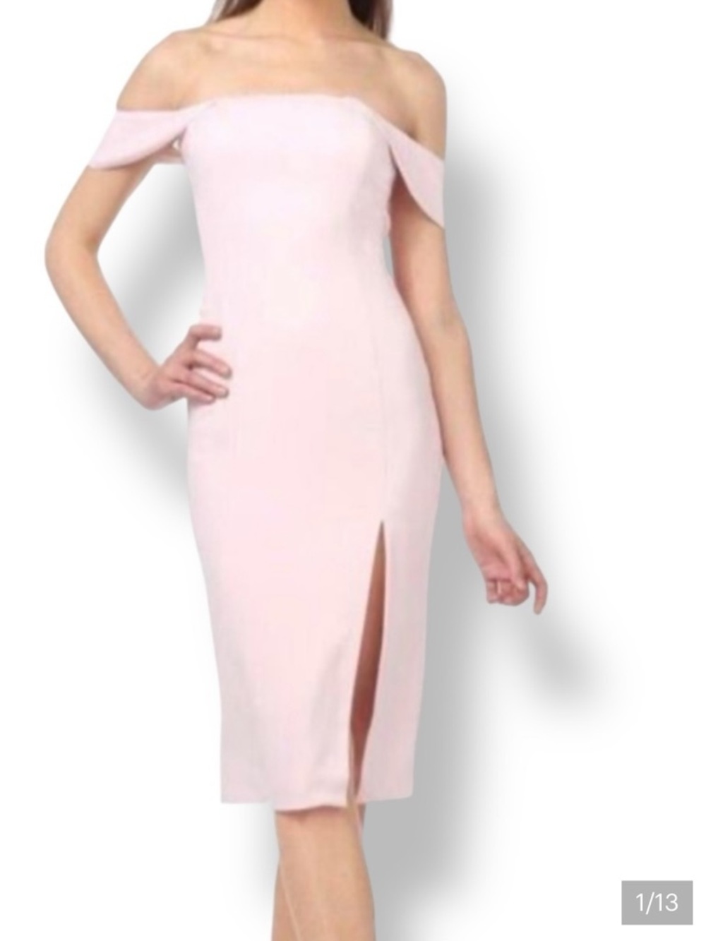 Jay Godfrey NWT  Downie Off Solders Midi Dress In Pale Pink Size 2